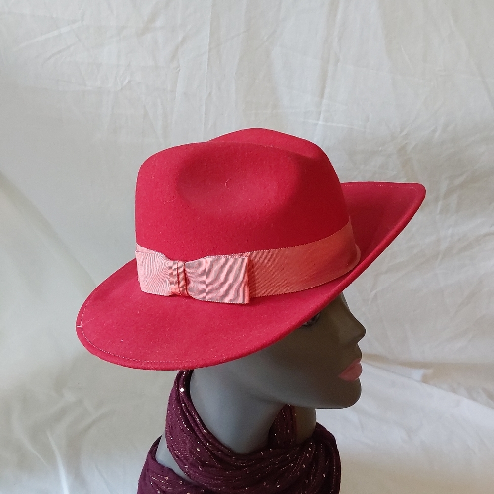 Vintage Red Wool Felt Geo. W Bollman & Co Hat